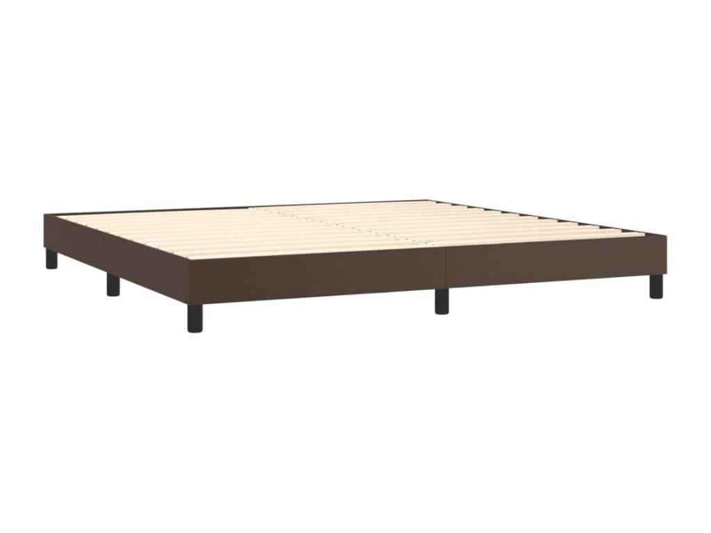 Upholstered bed base with mattress, brown, 200x200 cm, KKVU80412