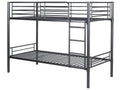 Nobellea Bunk Bed, Raised Bed for 2 People, Slatted Base Included, 90x190 cm, Black Lacquered Metal, Industrial Style, AGOL68137