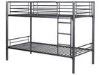 Nobellea Bunk Bed, Raised Bed for 2 People, Slatted Base Included, 90x190 cm, Black Lacquered Metal, Industrial Style, AGOL68137