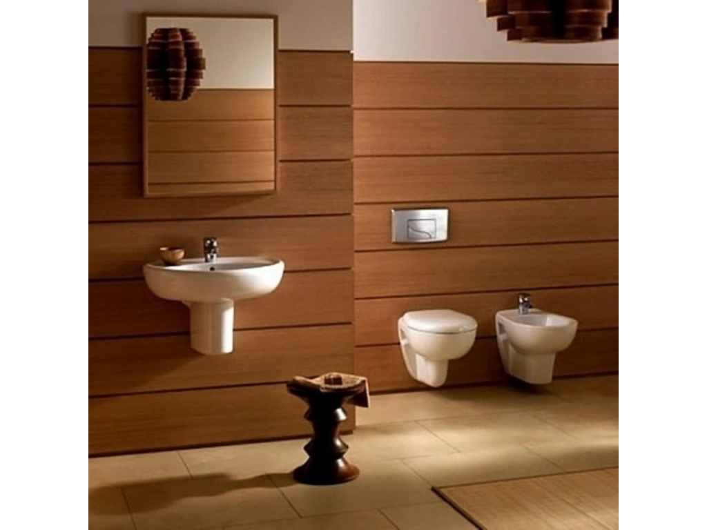Dekonao semi-enclosed wall-hung toilet pack with concealed frame, soft-close seat, and chrome plate KZRM91097