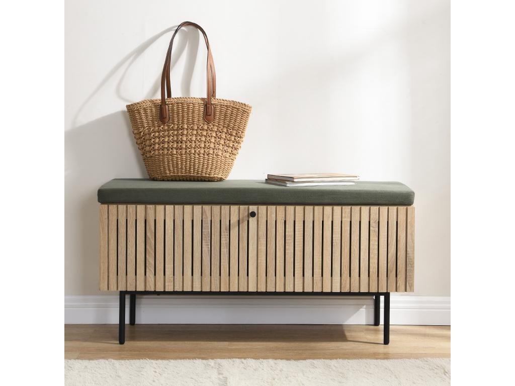 Entryway bench with shoe storage, oak color, 100 cm - Nobellea AYSL21653