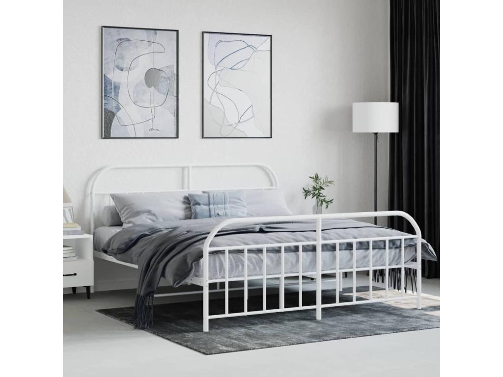 Metal bed frame without mattress and white bed legs 160x200 cm TJBL28834