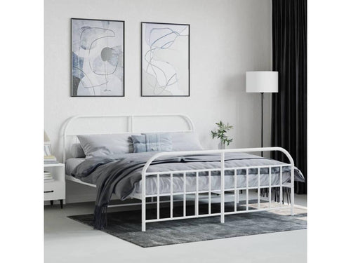 Metal bed frame without mattress and white bed legs 160x200 cm TJBL28834