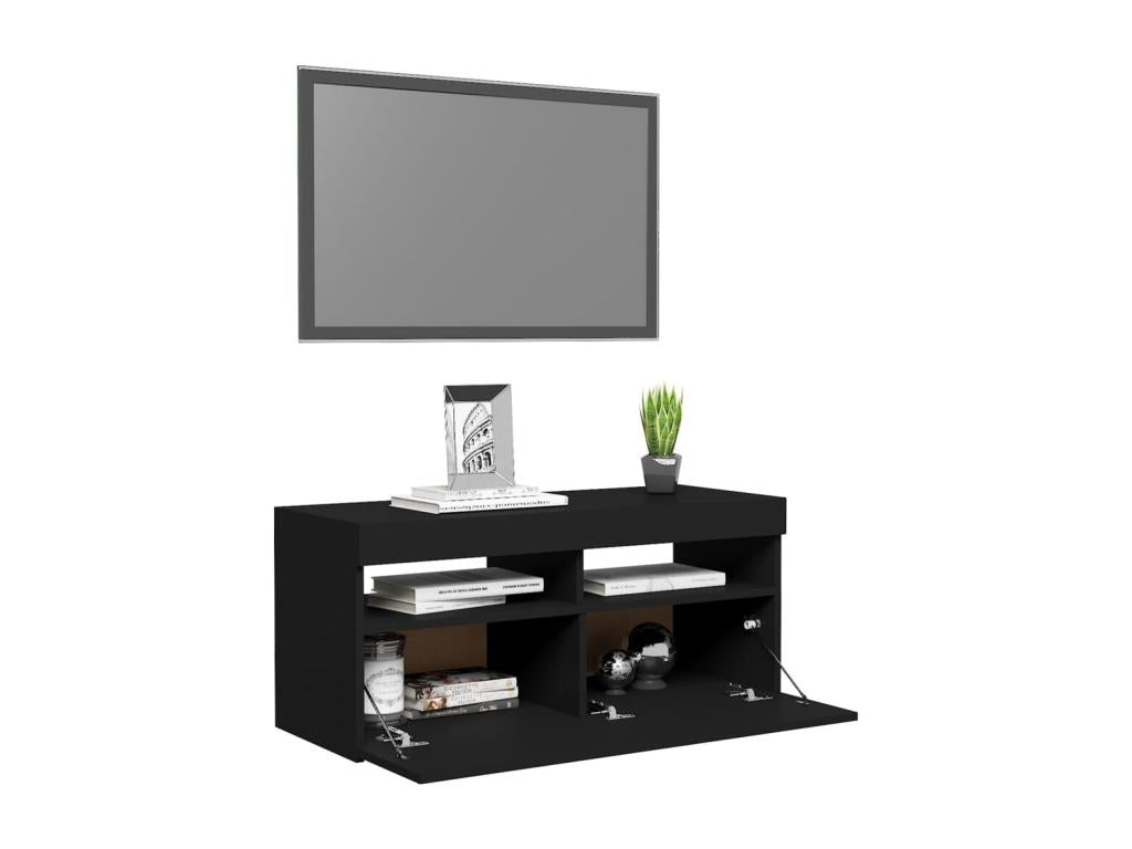 TV stand with Nobelleaères LED lights, black, 90x35x40 cm, NKXK77871