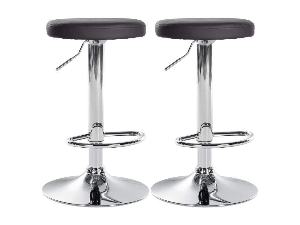 Set of 2 Bar Stools - Faux Leather / Metal - Black - Ponte JHSI41477