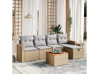Garden furniture set with cushions, 6 pieces, meNobellea beige woven resin WUBB88830