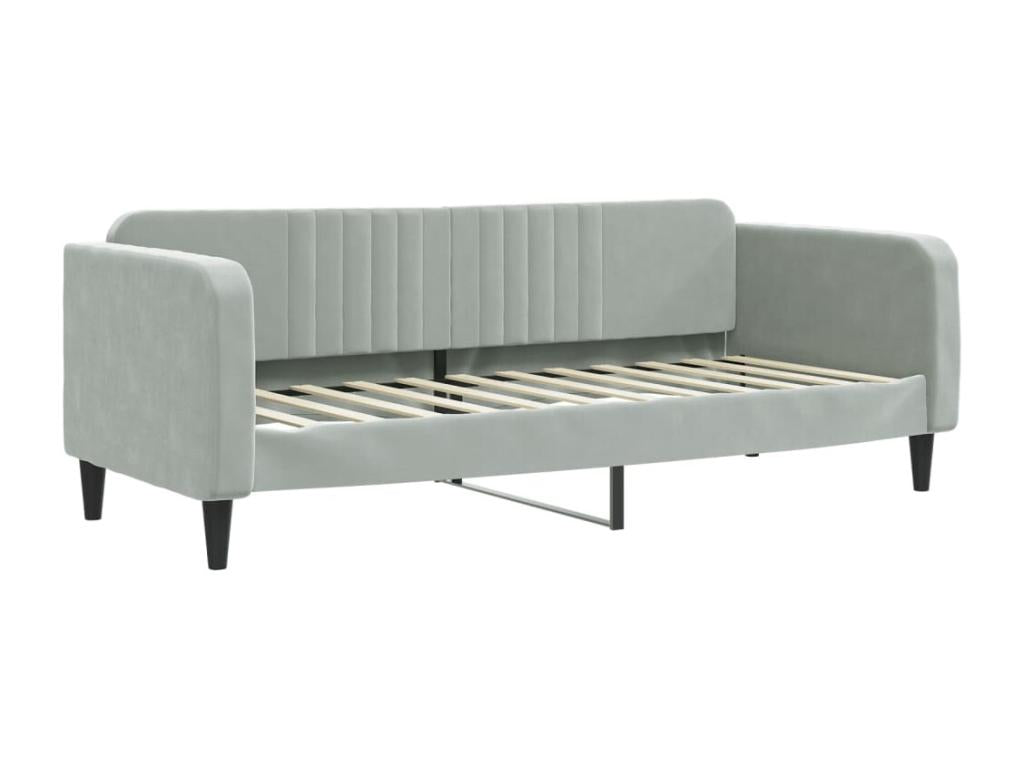 Daybed with pull-out bed and light grey 80x200cm velvet mattress BQVL52521