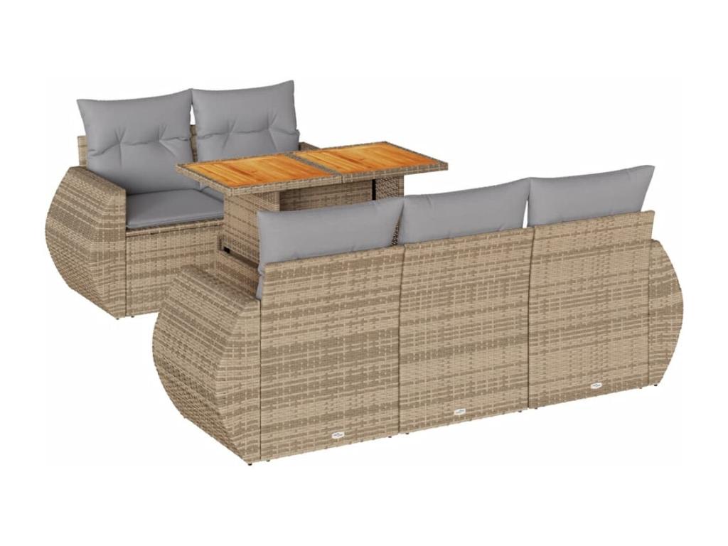6-piece beige resin wicker garden furniture set with cushions BSYT89894