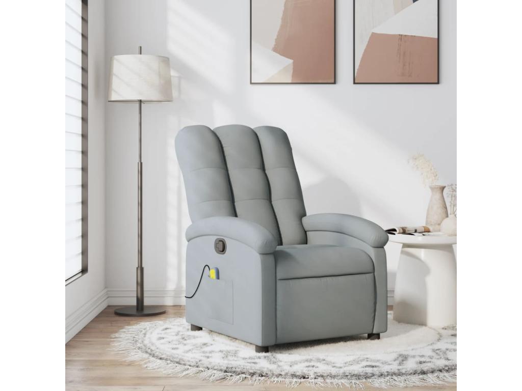 Reclining massage chair, light grey fabric, SPKH28178