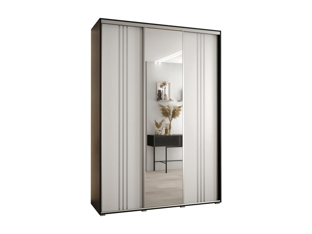 Dekonao 7 Sliding Door Wardrobe 235.2/180/45 3 Doors Black/White/Silver TOFQ06240