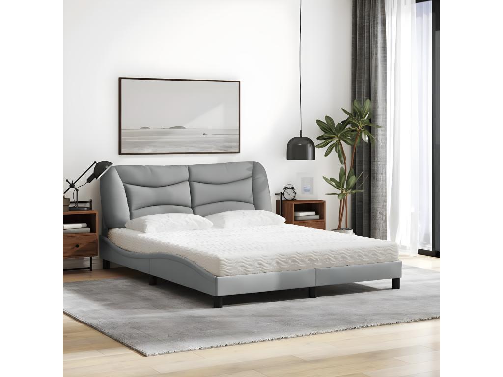 Bed with light grey mattress 160x200 cm fabric PFFT90433