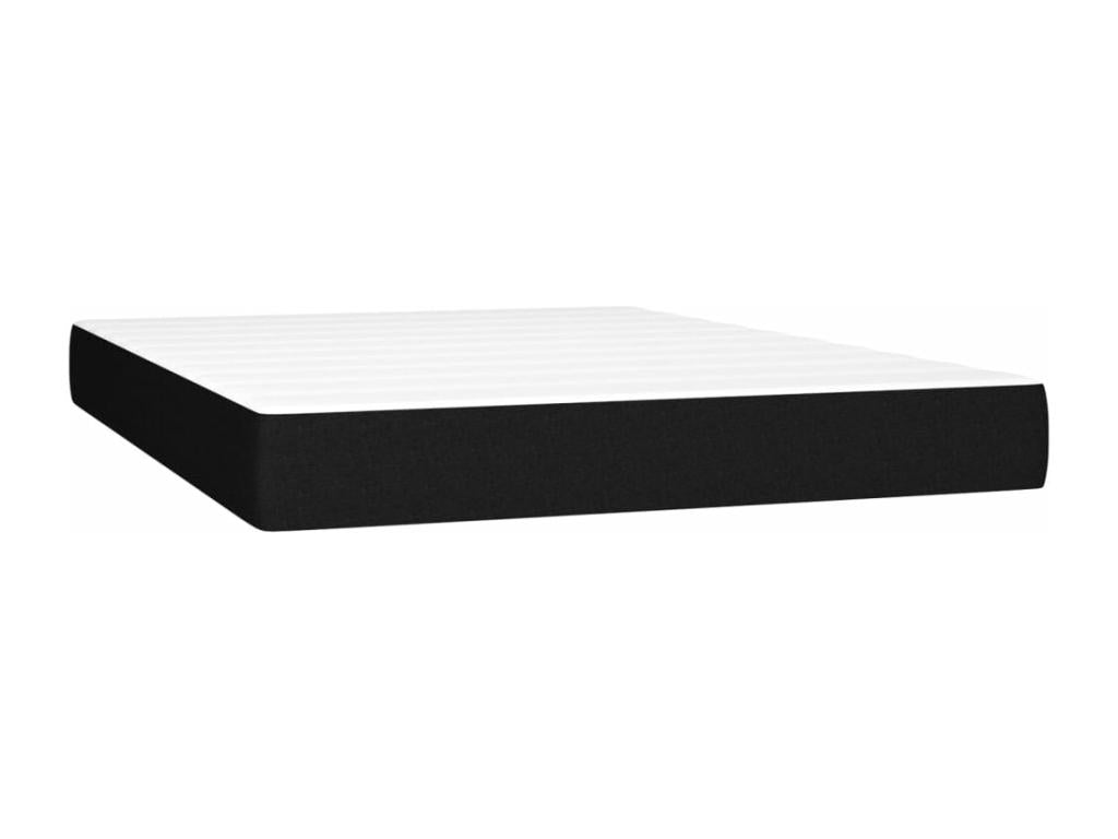Upholstered bed base with mattress and LED lighting, black, 140x200 cm, fabric JJST25041
