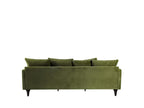 Dekonao - 4-seater velvet sofa with turned legs - Olive green UNTG26880