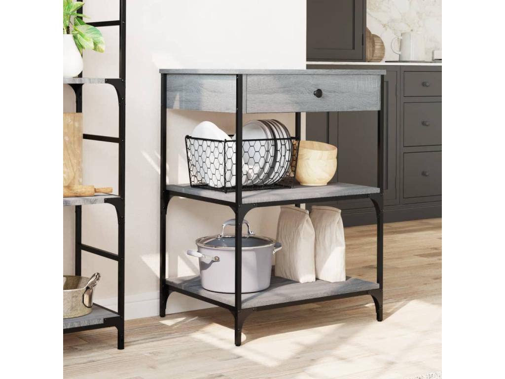 Nobellea kitchen trolley, grey, 60x48x89.5 cm, engineered wood, CJXH33932