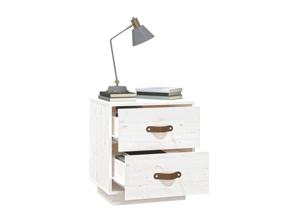 White bedside table 40x34x45 cm Solid pine wood GZKW07740