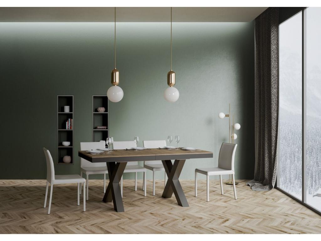 Extendable table 90x160/420 cm Dekonao Evolution Walnut with Anthracite frame JZXX37589