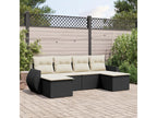 6-piece garden furniture set with cushions, black woven resin COUI80510