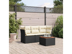 4-piece garden furniture set with cushions, black woven resin NNDG50223