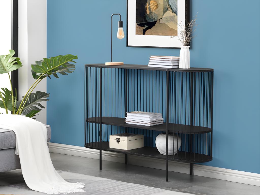 Nobellea Console Table - Metal - 2 Shelves - Black PKLQ77924