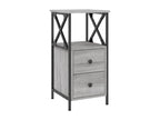 Boisona 2-piece bedside tables, grey, 34x35.5x70cm, engineered wood, FCGW81184