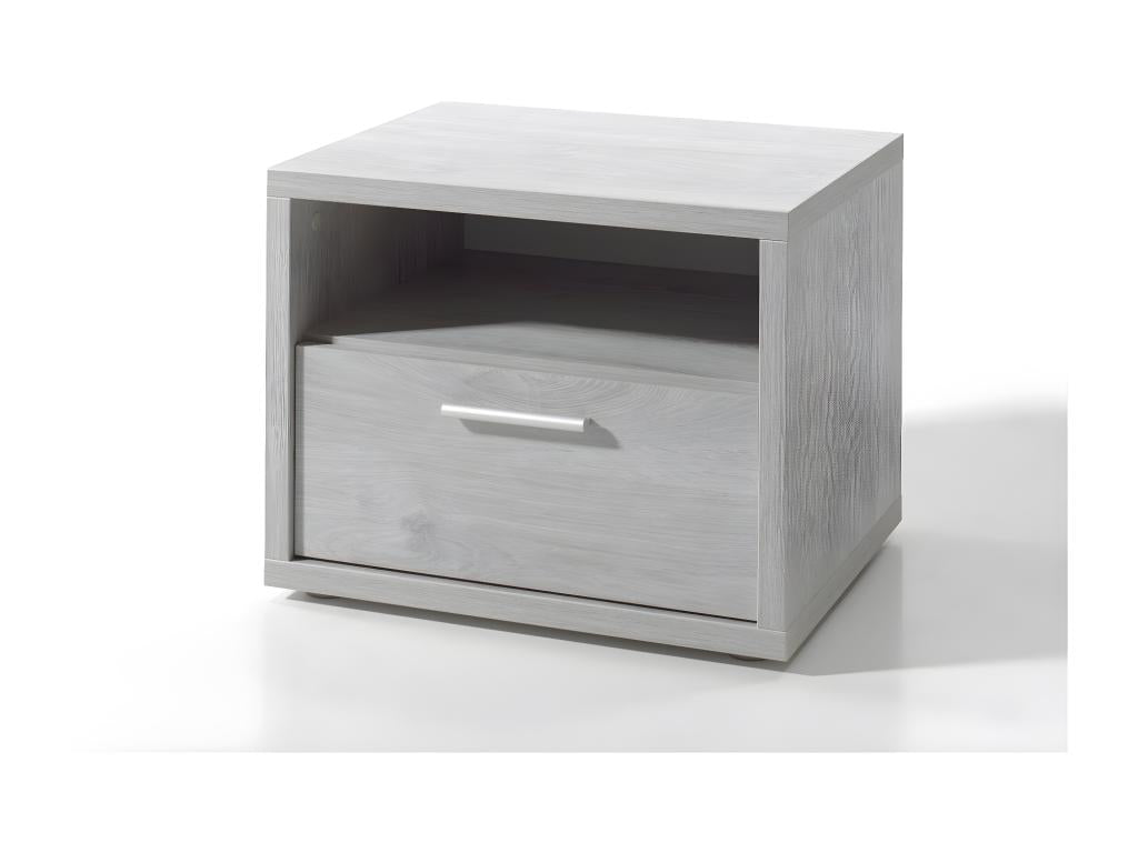 Bedside table for baby and child's room with drawer and niche, Boisona collection, grey wood effect color, SNJQ95196