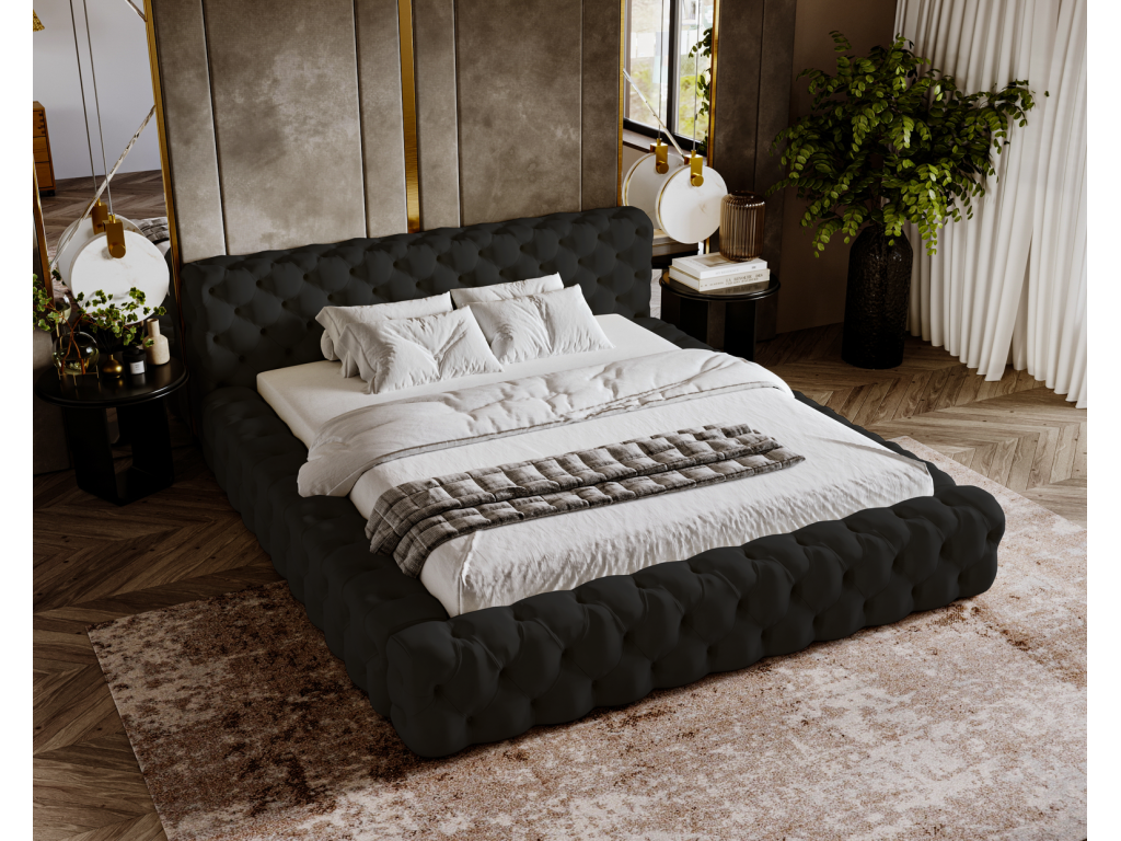 Nobellea Upholstered Bed with Storage, Adult Bed 180x200 cm - Black Amor Velvet 4322 ENCN83837