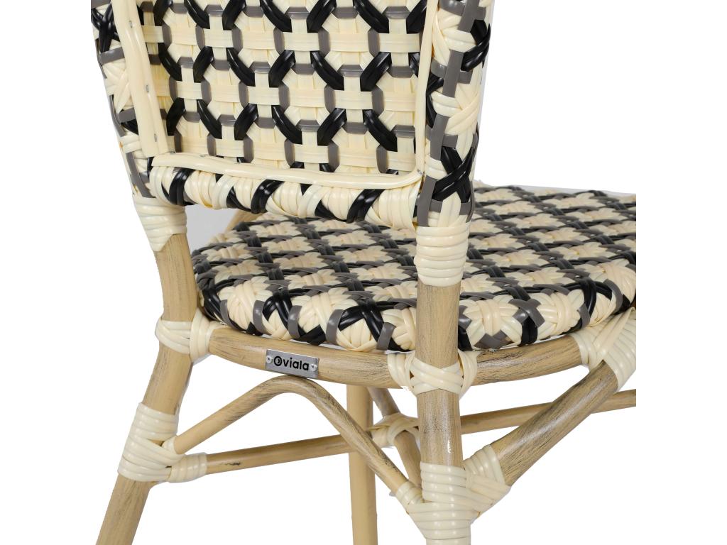 Parisian bistro-style terrace chair in aluminum and black rattan DUOY93507