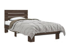 Brown oak bed frame 90x190 cm engineered wood and metal NDYQ20599