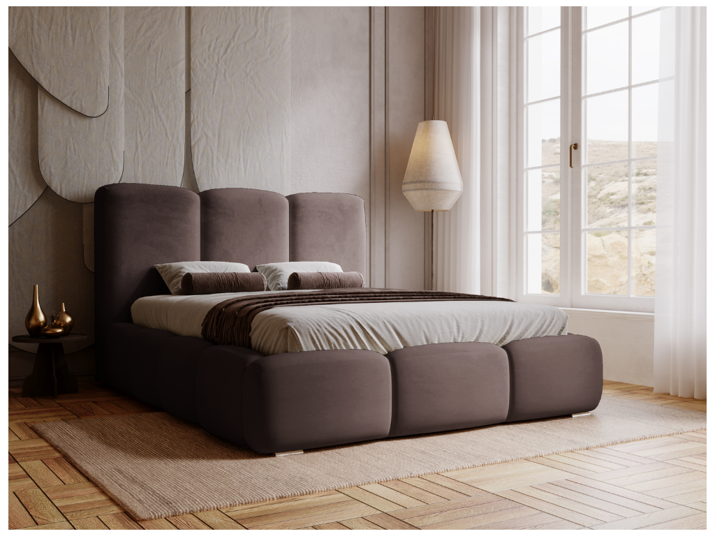 Upholstered bed with storage - 180x200 - double bed - velvet - brown - Bubble LPXW70934