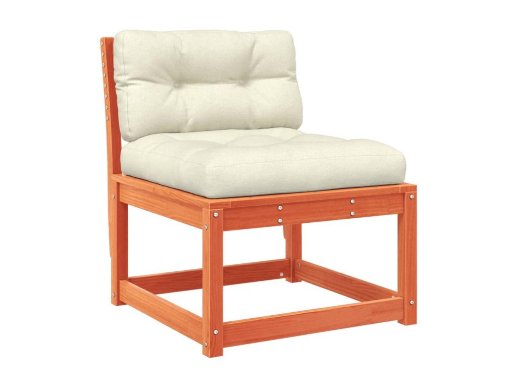 6-piece garden furniture set with cushions, brown wax finish, solid pine wood FJUP15893