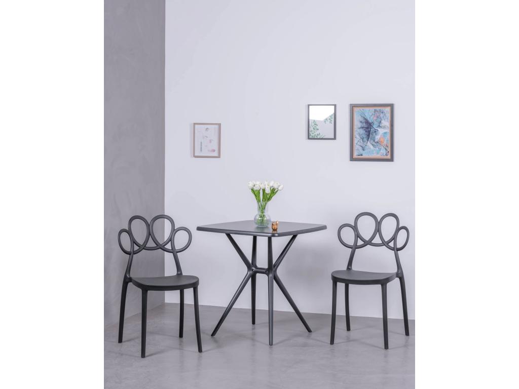 Set of 4 designer chairs and table for the garden - Dream - Black WNPB31442
