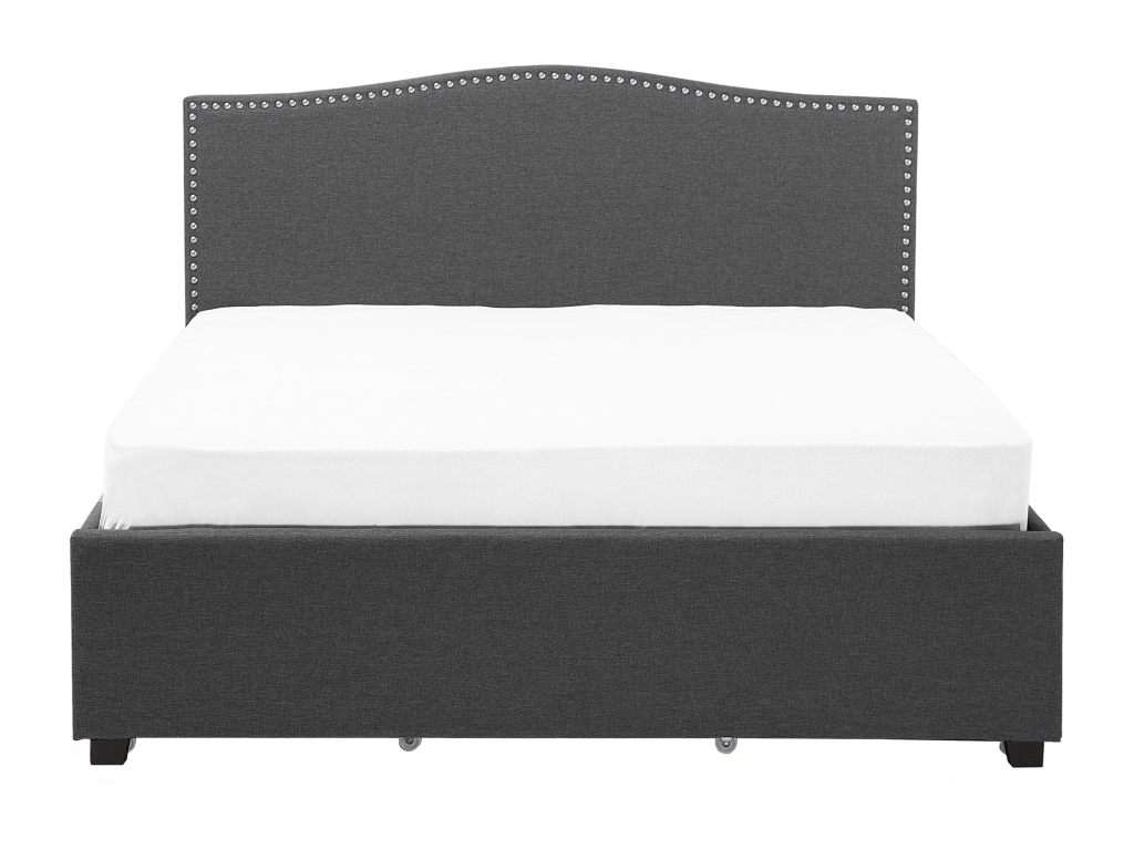 Bed with storage drawers, Nobellea fabric, 180x200 cm, LED, Dark Grey, NKXM71446