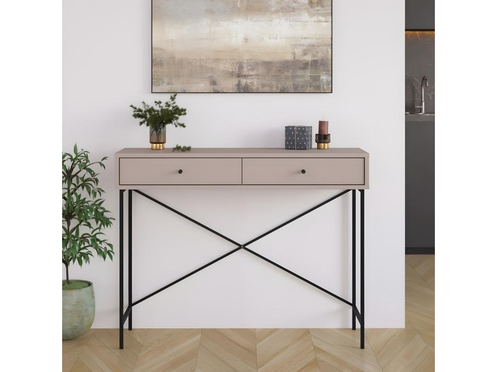 Nobellea 2-Drawer Console Table with Metal Legs, 110 cm Wide - Nobellea BQGT47108