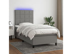 Upholstered bed base with mattress and LED lighting, dark grey, 90x190cm, fabric JUDR55096