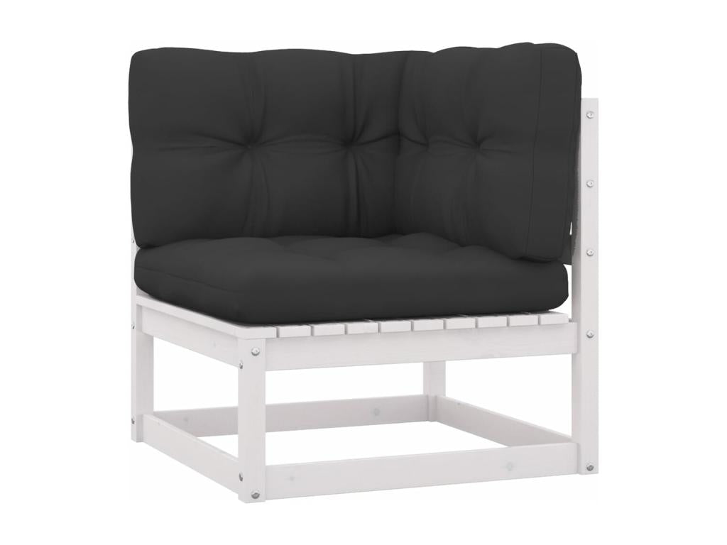 12-piece garden furniture set with cushions, white, solid pine wood, EKKS72669