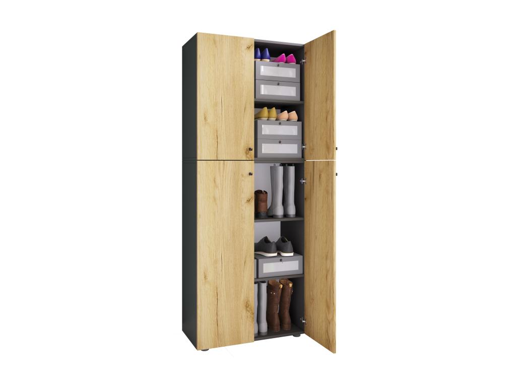 Nobellea Holz Children's Wardrobe Nobellea Wardrobe with Hinged Doors Anthracite / Honey Oak TBDL70610