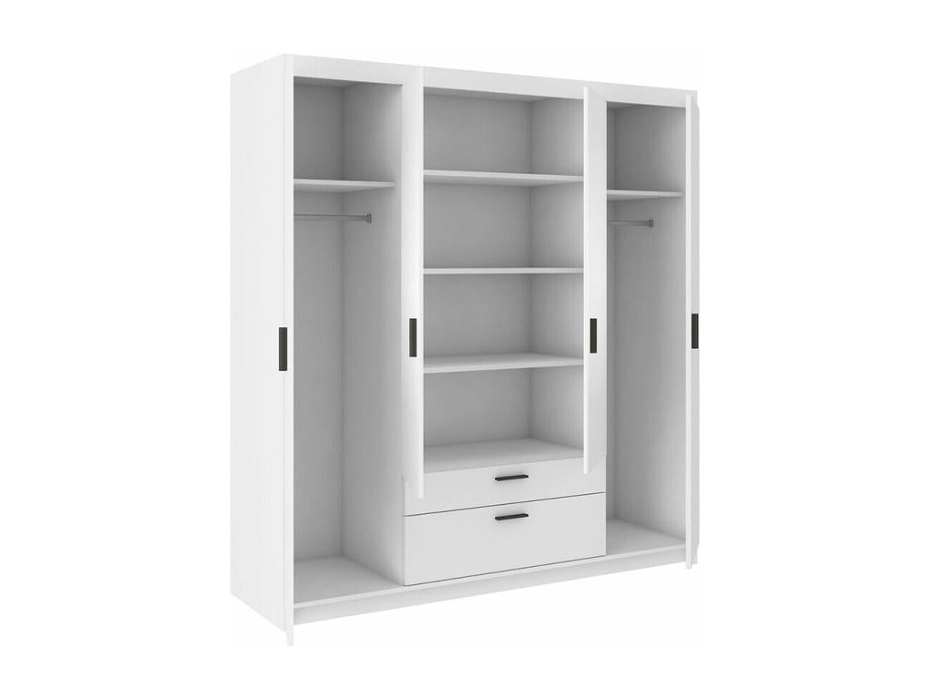 Nobellea 107 White Wardrobe 191x176x53cm Wardrobe Doors With Hinges OXMF96517