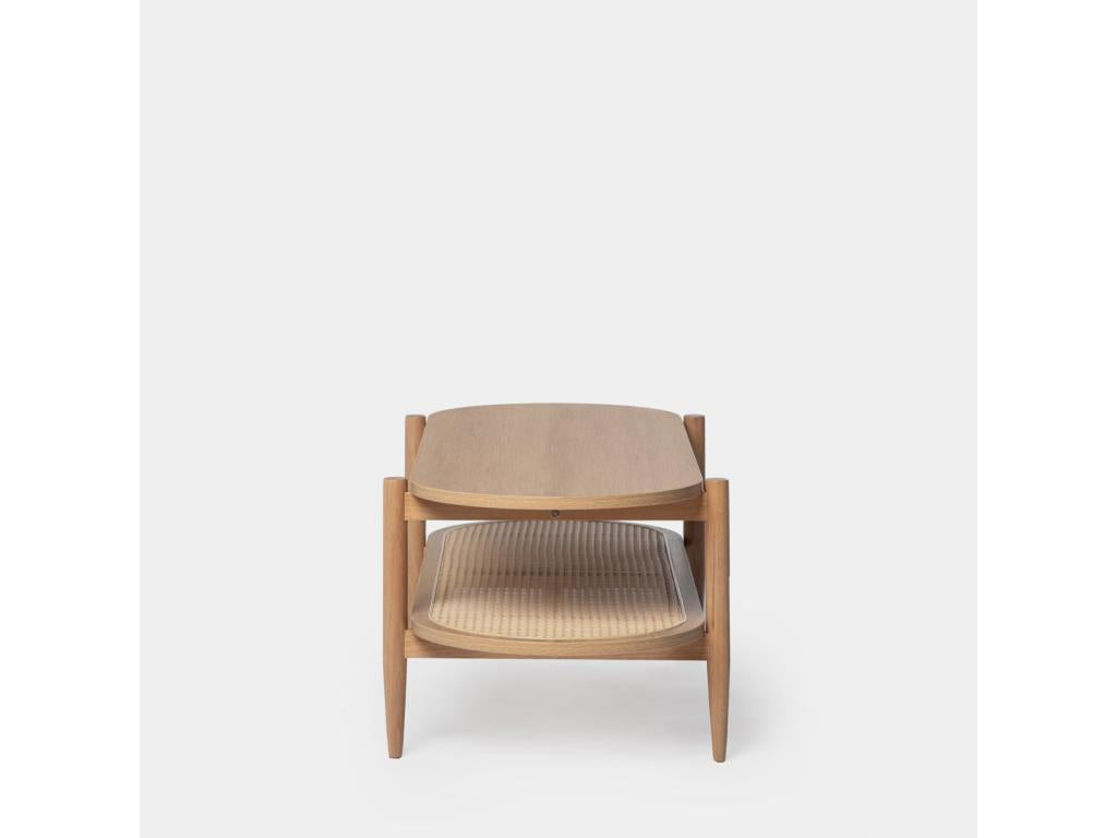 Fixed coffee table in natural wood 120x40 cm - Boisona NAZR24158