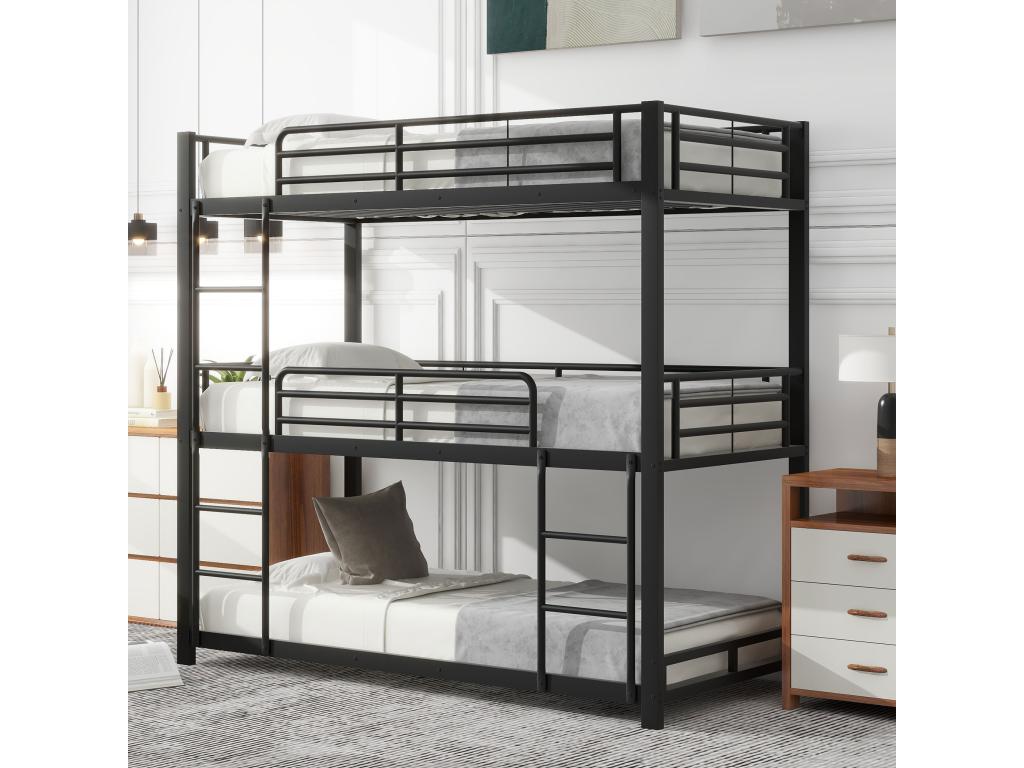 90x200cm Metal Bed Frame with Bunk Beds for Children, Teenagers and Adults, Black VYUN02309