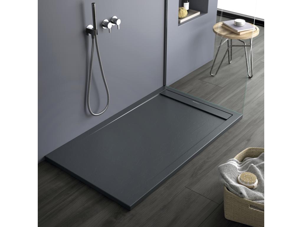 Anthracite shower tray with slate finish, Nobellea SMART color grid - 100x70 cm QOID98499