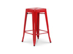 Set of 4 industrial-style glossy red metal bar stools - Backless - Height 66 cm DYMA03831