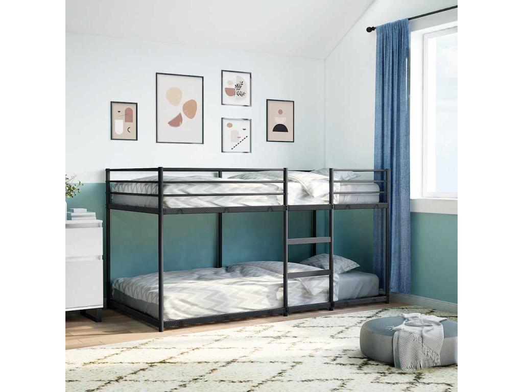 Black bunk bed without mattress, 90x190 cm, steel, LTZN51306