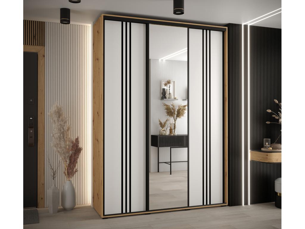 Nobellea 7 Sliding Door Wardrobe 235.2/180/60 3 Doors Nobellea/White/Black ASAW95934