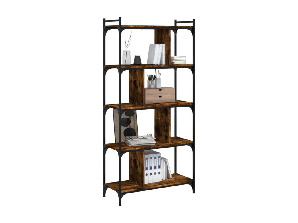 5-tier smoked oak bookcase, 76x32x158cm, engineered wood, IHTH08895