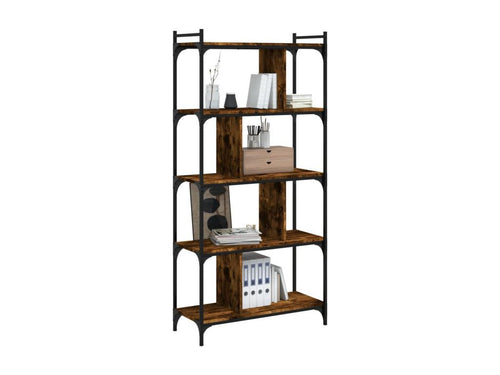 5-tier smoked oak bookcase, 76x32x158cm, engineered wood, IHTH08895