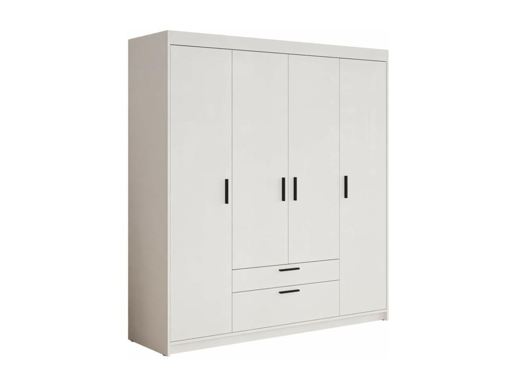 Nobellea 107 White Wardrobe 191x176x53cm Wardrobe Doors With Hinges OXMF96517