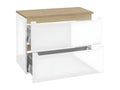 80cm vanity unit with 2 drawers, Boisona White and Wood countertop XQCM57962