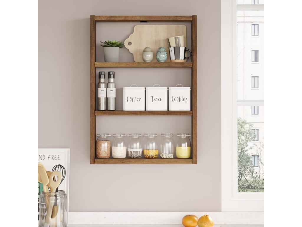 Nobellea Modern 3-Tier Wall Shelf, Dark Oak Effect CVLU93520