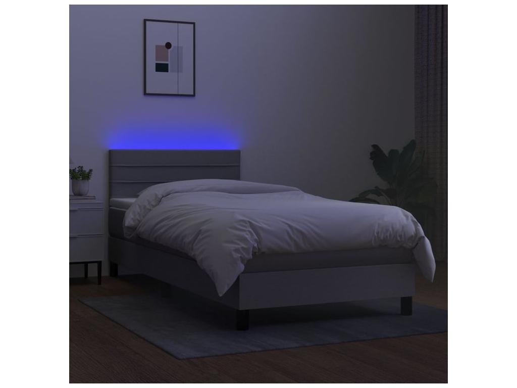 Nobellea bed base with mattress and LED, light grey, 90x200 NZHW01892