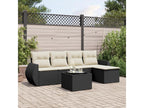 6-piece garden furniture set with cushions, black woven resin SRPB49033